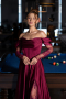 Robe De Soirée Satin Longue Prune ABU5054
