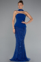Robe de Soirée Longue Perlé Bleu Saxe ABU5131