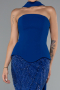 Robe de Soirée Longue Perlé Bleu Saxe ABU5131