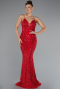 Robe Queue De Poisson Squameuse Longue Rouge ABU5112