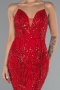 Robe Queue De Poisson Squameuse Longue Rouge ABU5112