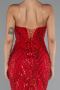 Robe Queue De Poisson Squameuse Longue Rouge ABU5112
