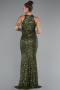 Robe de Soirée Longue Squameuse Kaki ABU5135