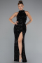 Robe de Soirée Longue Squameuse Noir ABU5135