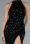 Robe de Soirée Longue Squameuse Noir ABU5135