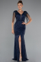 Robe de Soirée Longue Bleu Marine ABU5132