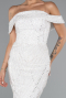 Robe de Soirée Longue Perlé Blanc ABU5137