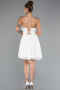 Tenue de Soirée Courte Mousseline Blanc ABK2352