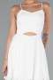 Tenue de Soirée Courte Mousseline Blanc ABK2352