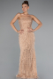 Robe de Soirée Longue Perlé Or ABU5141