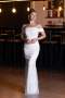 Robe de Soirée Longue Perlé Blanc ABU5137