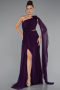 Robe de Soirée Longue Mousseline Violet ABU5144