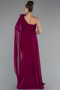 Robe de Soirée Longue Mousseline Prune ABU5144