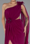 Robe de Soirée Longue Mousseline Prune ABU5144