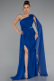 Robe de Soirée Longue Mousseline Bleu Saxe ABU5144