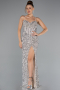 Robe De Soirée Squameuse Longue Beige ABU4842