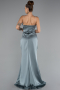 Robe Queue de Poisson Longue Satin Turquoise ABU5149
