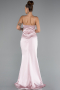 Robe Queue de Poisson Longue Satin Poudre ABU5149