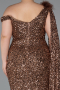 Robe de Soirée Grande Taille Longue Squameuse Cuivre ABU5151
