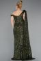 Robe de Soirée Grande Taille Longue Squameuse Kaki ABU5151