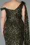 Robe de Soirée Grande Taille Longue Squameuse Kaki ABU5151