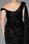 Robe de Soirée Grande Taille Longue Squameuse Noir ABU5151