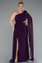 Robe Grande Taille Longue Mousseline Violet ABU5145