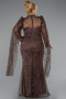 Robe De Fiançailles Grande Taille Longue Perlé Brun ABU5153