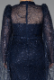 Robe De Fiançailles Grande Taille Longue Perlé Bleu Marine ABU5153
