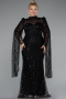 Robe De Fiançailles Grande Taille Longue Perlé Noir ABU5153