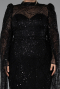 Robe De Fiançailles Grande Taille Longue Perlé Noir ABU5153