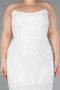Robe De Soirée Grande Taille Perlé Longue Blanc ABU4789