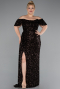 Robe De Soirée Grande Taille Squameuse Longue Brun foncé ABU4863