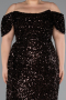 Robe De Soirée Grande Taille Squameuse Longue Brun foncé ABU4863