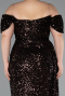 Robe De Soirée Grande Taille Squameuse Longue Brun foncé ABU4863