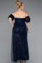 Robe De Soirée Grande Taille Longue Squameuse Bleu Marine ABU5077