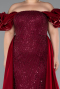 Robe de Soirée Grande Taille Longue Perlé Rouge Bordeaux ABU5155