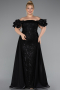 Robe de Soirée Grande Taille Longue Perlé Noir ABU5155