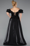Robe de Soirée Grande Taille Longue Perlé Noir ABU5155