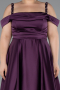 Robe De Fiançailles Grande Taille Satin Longue Violet ABU4207