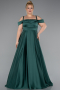 Robe De Fiançailles Grande Taille Satin Longue Émeraude ABU4207