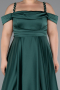 Robe De Fiançailles Grande Taille Satin Longue Émeraude ABU4207