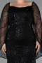 Robe De Soirée Grande Taille Longue Perlé Noir ABU5067