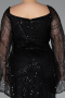 Robe De Soirée Grande Taille Longue Perlé Noir ABU5067