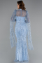 Robe de Soirée Longue Perlé Bleu clair ABU5152