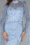 Robe de Soirée Longue Perlé Bleu clair ABU5152