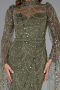Robe de Soirée Longue Perlé Kaki ABU5152
