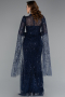 Robe de Soirée Longue Perlé Bleu Marine ABU5152
