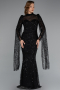 Robe de Soirée Longue Perlé Noir ABU5152