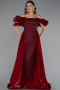 Robe de Soirée Longue Perlé Rouge Bordeaux ABU5154